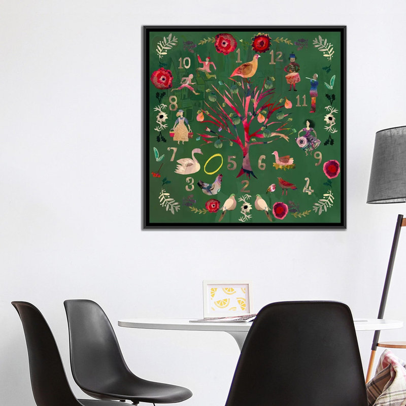 Douze jours - reproduction d'art murale - toile encadrée, 37" H x 37" W, Cadre flottant sans passe-partout, Black
