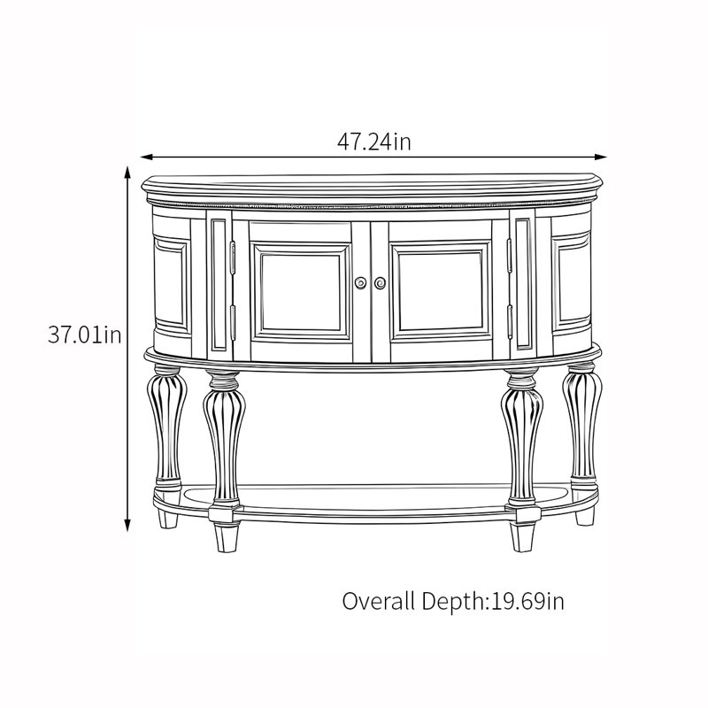 Console en bois massif de style américain, Marron foncé