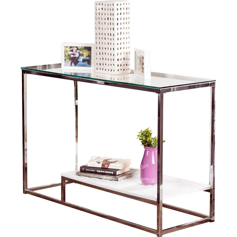 Saniyah 121.92cm Glass Top Console Table, White