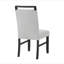6 pièces ensemble de salle à manger de style contemporain blanc faux marbre table rectangulaire à dossier plein chaises rembourrées gris clair mobilier de salle à manger finition bois noir-1991269619