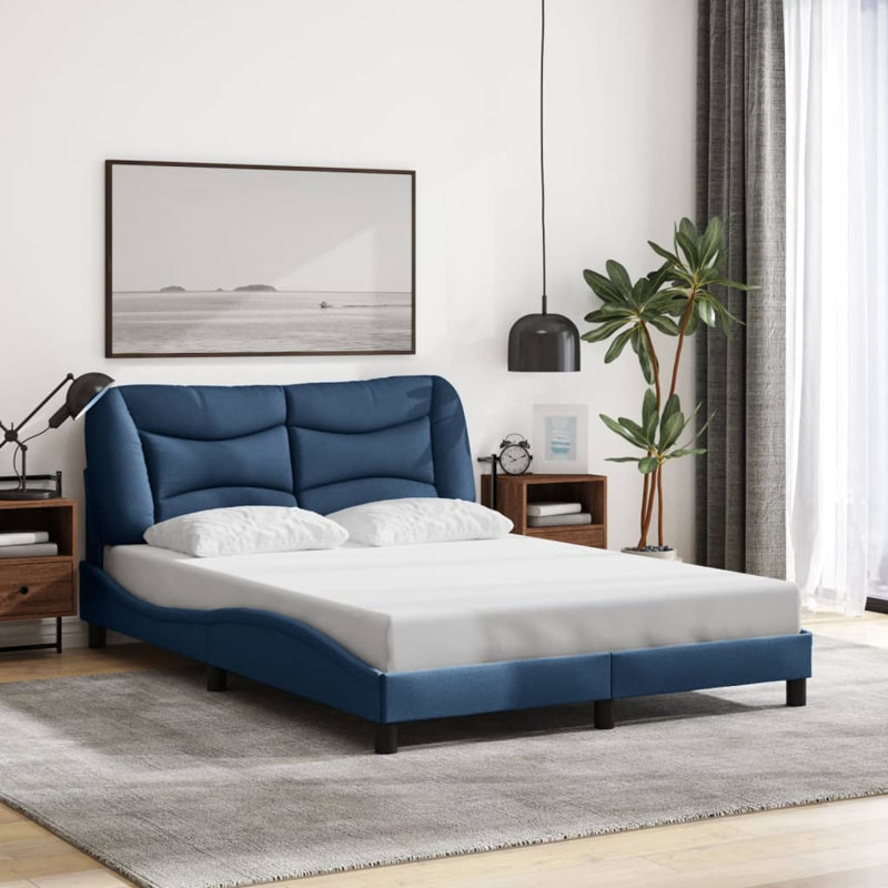 Bed Frame without Mattress Hvar Cream 120x200 cm Fabric, Full 47.2x78.7 in., Cream