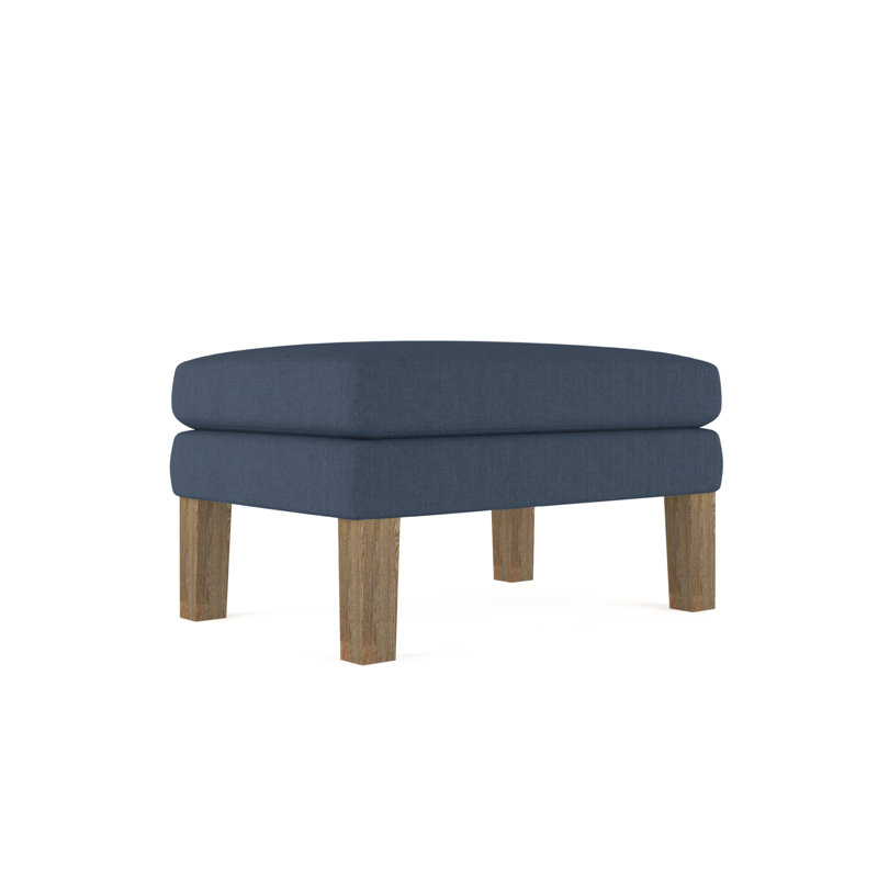 Charlton Ottoman, Plush Velvet Silver Streak, Weathered