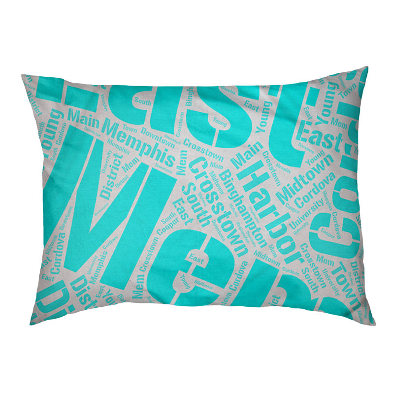 Coussin de chien « districts », Grand (l 40 po x P 30 po x H 14 po), Cyan, Memphis