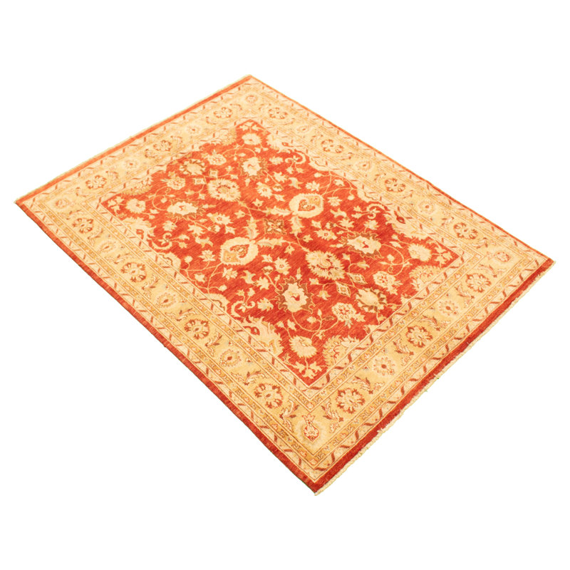 Tapis de bois one-of-kind-noué la 2010 chobi rouge/brun clair 6 pi 6 po x 8 pi, zone de laine 4 po Achna