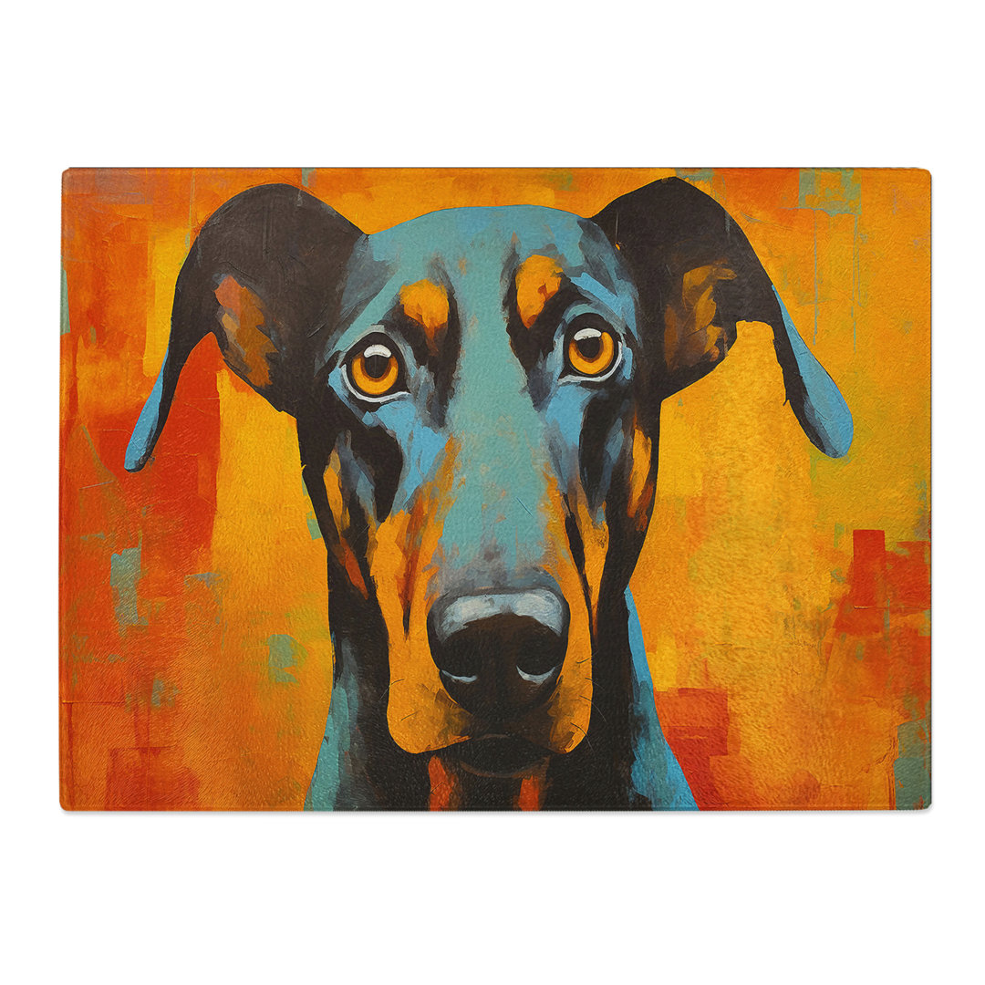 Doberman Abstract  Glass Chopping Board