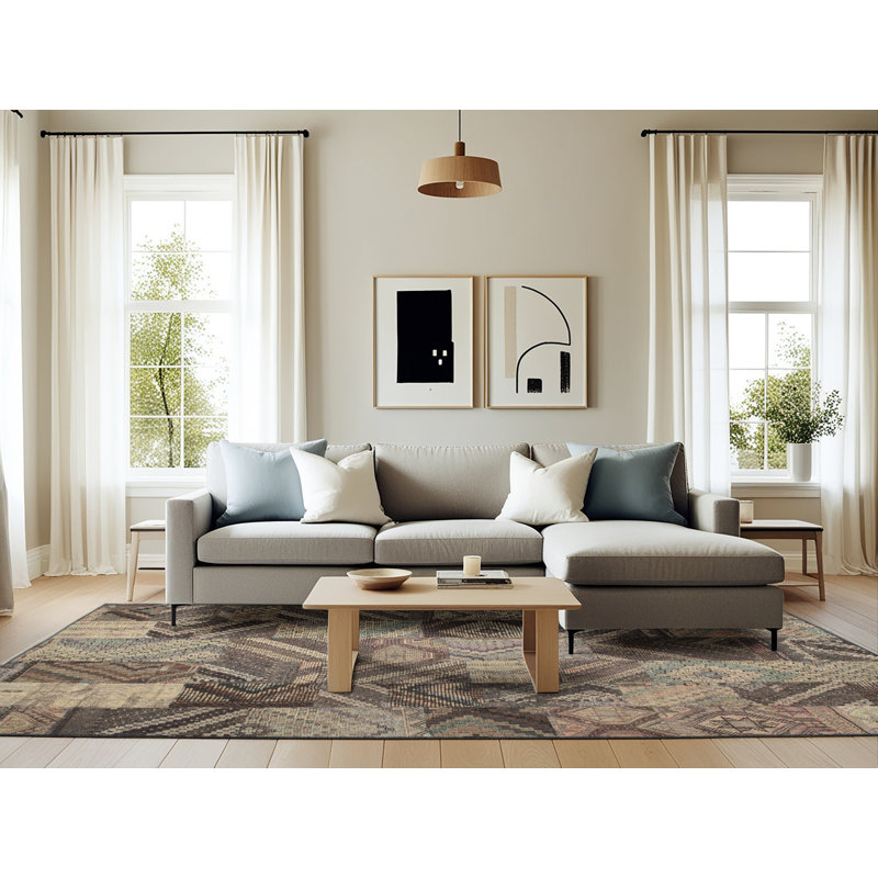 Tapis contemporain gris, Rectangle 6 pi x 9 pi