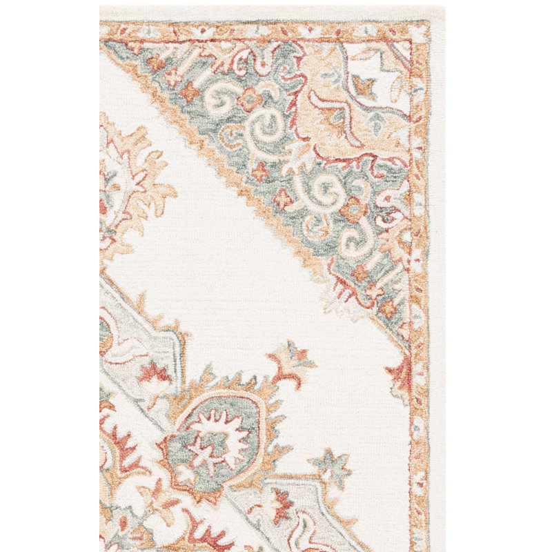 Darrielle Hand Tufted Wool/Cotton Oriental Rug in Gray/Ivory, Runner 2'3" x 8'