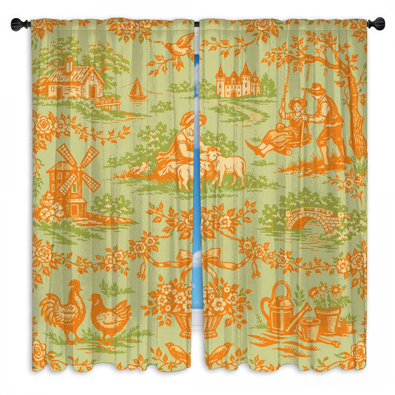 Rideaux de fenêtre à motif de toile pastorale obscurcissant et obscurcissant - 2 panneaux, 40in x 61in - 2 panels