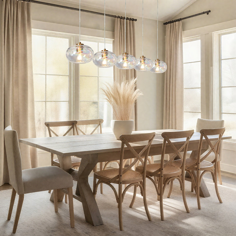 Willeford 5 - Light 52.4" W Oversized Kitchen Island Pendant with Iridescent Glass Accents