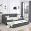 Lit de jour simple avec couchette gigogne simple et canapé-lit capitonné-475403046