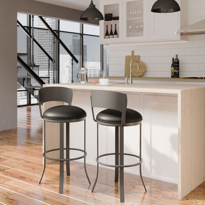 Swivel Upholstered Faux Leather Counter Stool, Counter Stool (26" Seat Height)