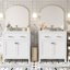 Ensemble de meuble-lavabo moderne 60 po blanc avec lavabos doubles (séparés), lavabos doubles en céramique, tablette réglable, portes à fermeture en douceur et tiroir rabattable - Solution de salle de bain moderne pour salles de bain spacieuses-660959563