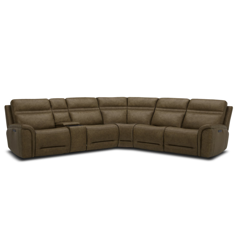 Cabrero 6 Piece Sectional, Brown Top Grain Leather