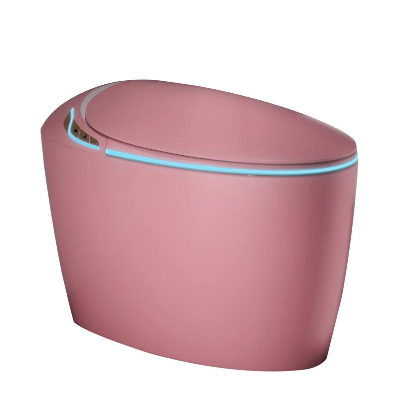 Modern Bathroom Toilet, Auto Open/Close, Foot Sensor Activation, Night , Pink Color Smart Toilet With Bidet, Close Lid, Sensor, Hips Wash, Warm Water,