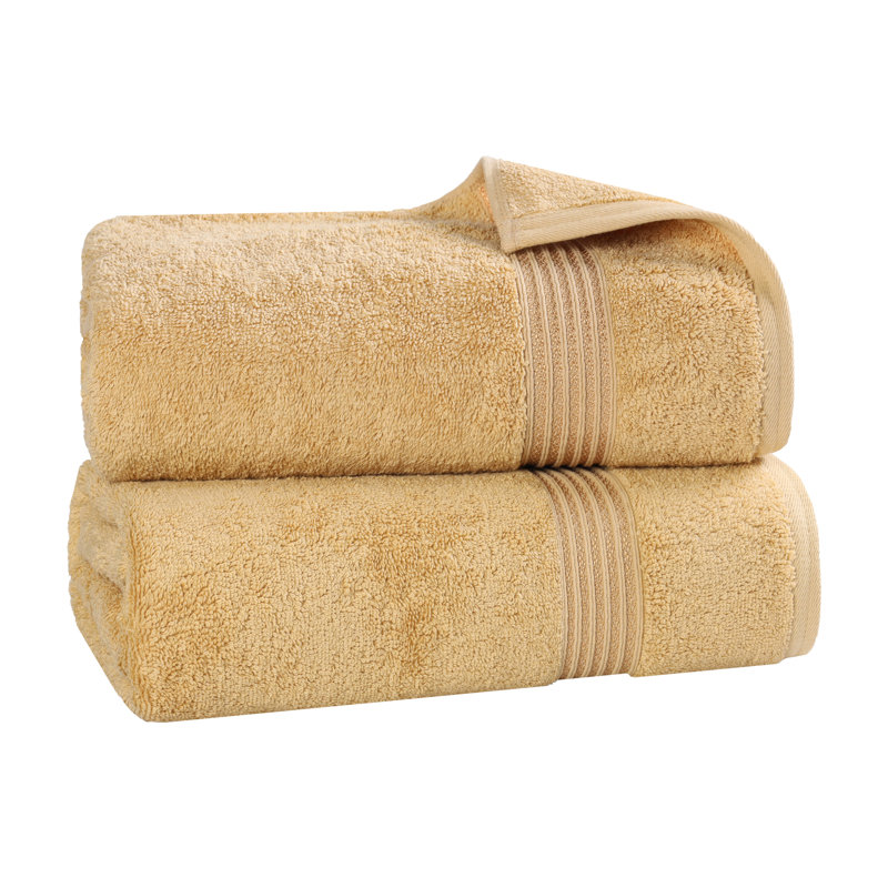 Oleg Heritage Egyptian Cotton Soft Absorbent Luxury Bath Towel Set, Doré, Serviettes de bain ‑ emballage de deux