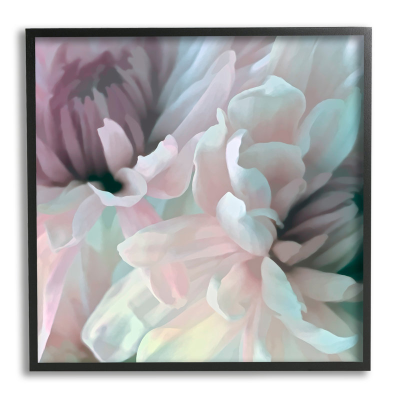 «Pink Floral Petal Study Blush Tone Flowers» par David Pollard - impression, H 17 po x l 17 po, Giclée encadrée noir minuit