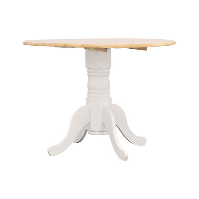Table de salle à manger ronde à rallonge à abattants de 40 pouces, blanche et naturelle