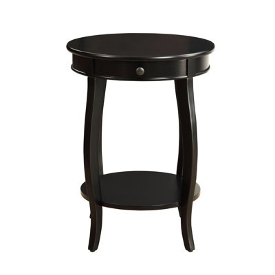 Round Top Table, Drawer, Storage Shelving, Black Color, Material, Leg Design, Coffee Spots In Living Room Arrangement Retro - Style Open Compartment,
