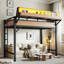 Structure de lit mezzanine en métal avec rangement intégré et éclairage ambiant