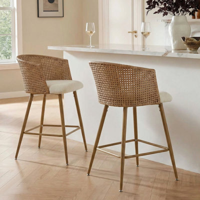 Emmitsburg Upholstered Boucle Counter Stool