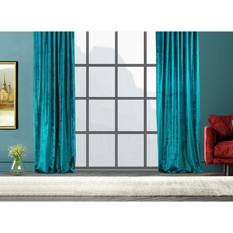 Room Darkening Single Curtain Panel, Teal, 130cm Width x 265cm Drop