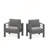 Set of 2 All-Weather Metal Patio Armchairs with Thick Gray Cushions and Durable Gray Frame for Outdoor Comfort-1762372374-1762372375