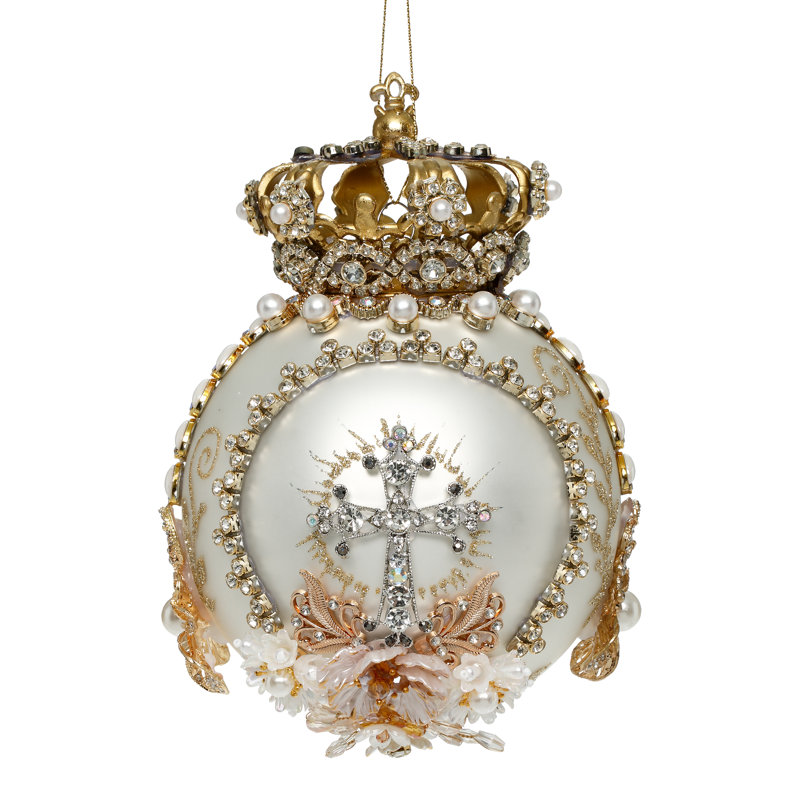 Crown Jewels Ornament, White - 7 Inches