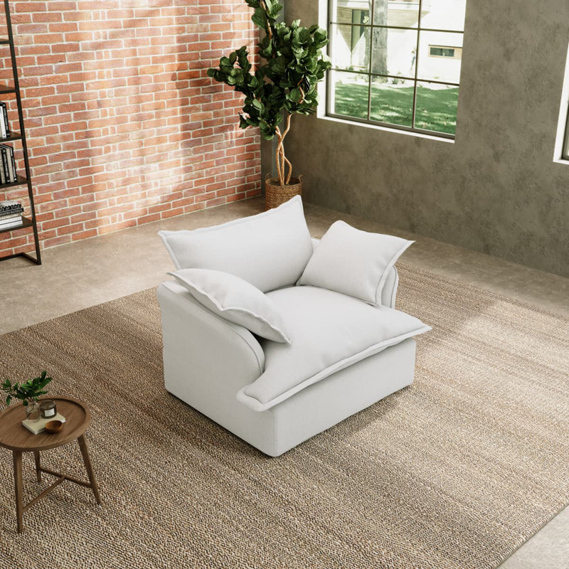 Fauteuil d'appoint rembourré Giannella, Crème, crème