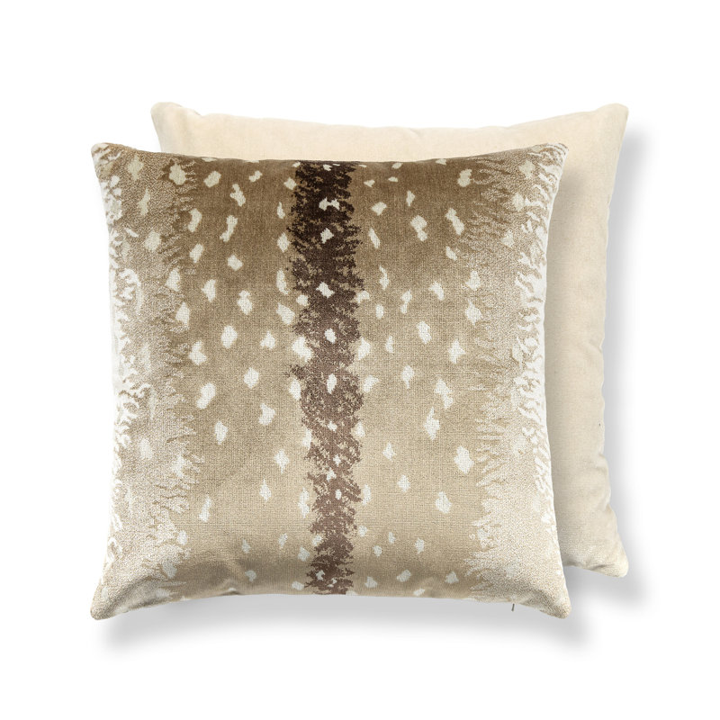 ANTELOPE / VELVET PILLOW, 22" H x 22" W, Square, Sahara/Beige Animal Print