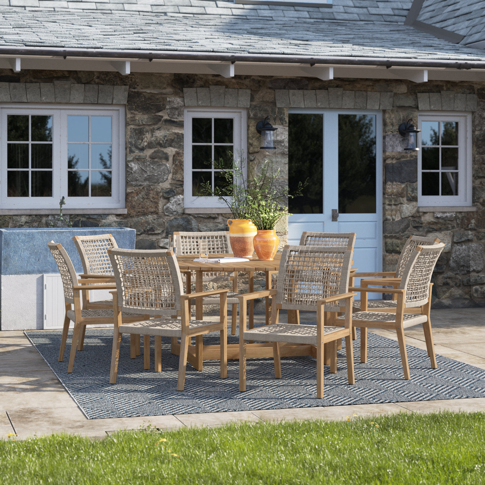 Fleur 63" Eucalyptus Patio Dining Set