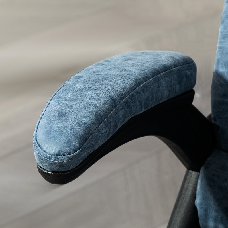 Fauteuil de bureau avec vibration et chauffage, siège en cuir PU bleu, massage par ordinateur et cou réglable, soutien lombaire