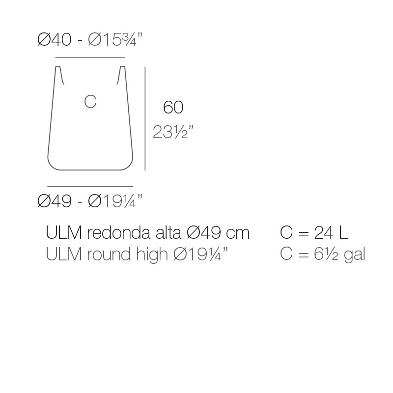 Ulm Pot Planter, Steel, 23.5" H x 19.25" W x 19.25" D