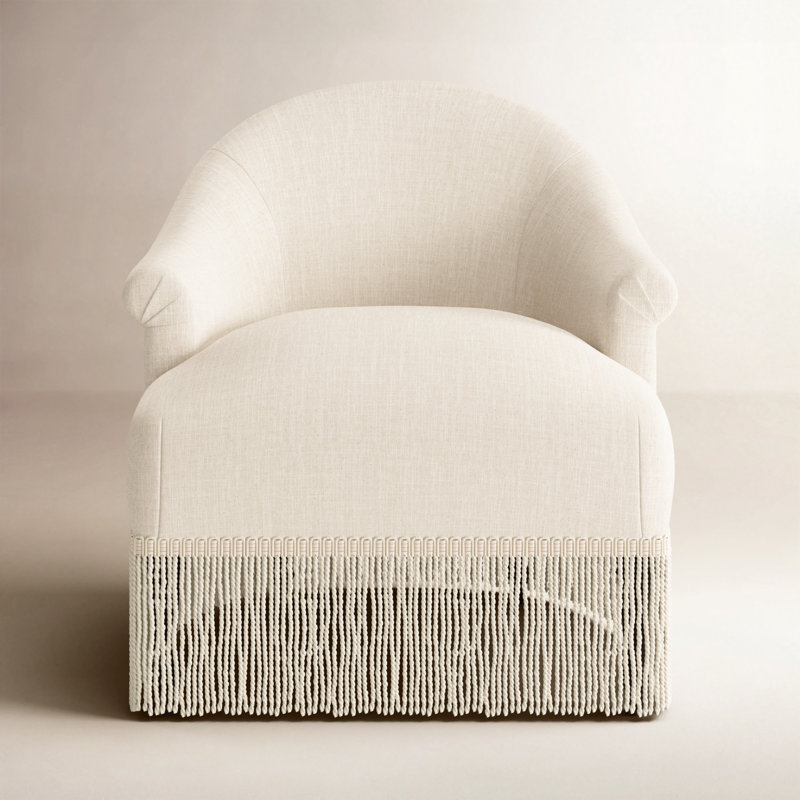 Fauteuil à oreilles Callie, Lin classique talc, Ivoire