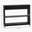 Console de couloir avec tiroir extra large, 2 tablettes ouvertes et structure en lattes de bois, noir