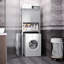 Armoire de rangement double à double porte au-dessus de la toilette avec tablette intérieure réglable et ouverte pour le bain en gris, organisation de salle de bain