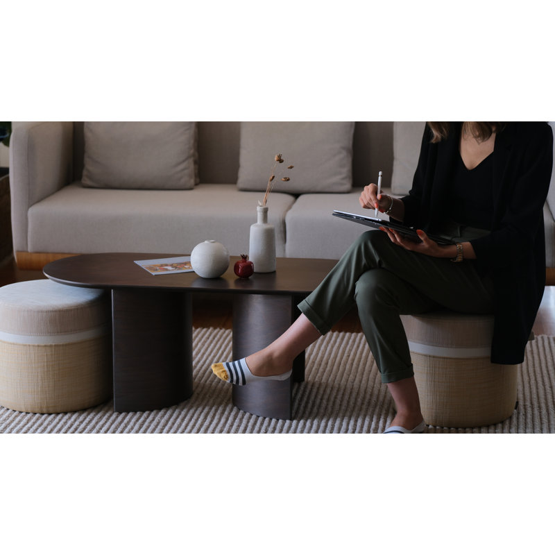 Kangaroo Solid Wood Coffee Table, Gray, Beige