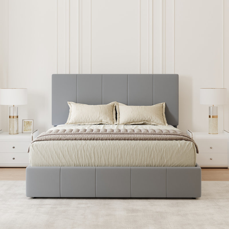 Lit plateforme entièrement rembourré, lit en velours moderne avec tête de lit capitonnée, conception sans poussière, grand / double / très grand