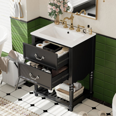 24'' Coastal Bathroom Vanity With Ceramic Sink