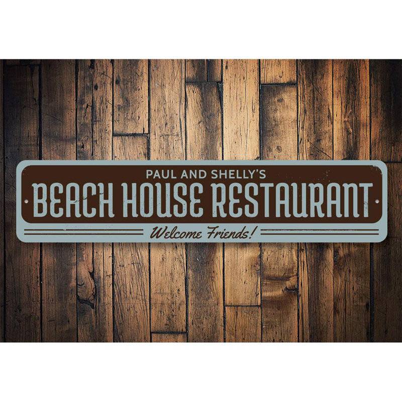 Plaque en aluminium Beach House, H 6 po x l 24 po x P 0,06 po
