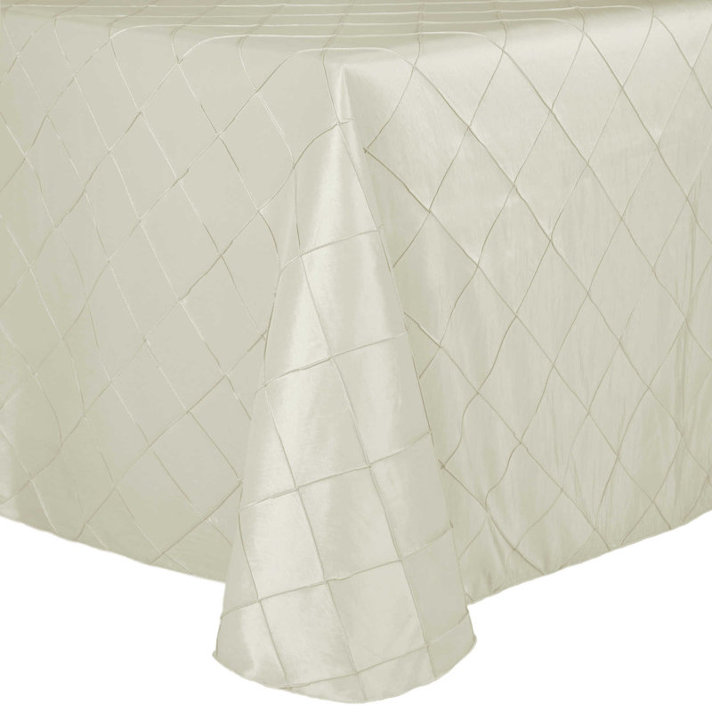 Ultimate Textile Embroidered Pintuck Taffeta Tablecloth Ivory Cream, 5, 54" W x 120" L Oval