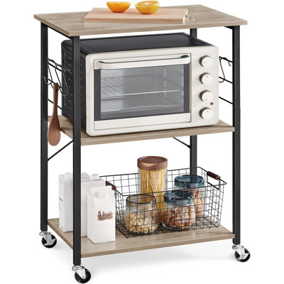 Kitchen Shelf On Wheels, Serving Cart With 3 Shelves, Kitchen Cart