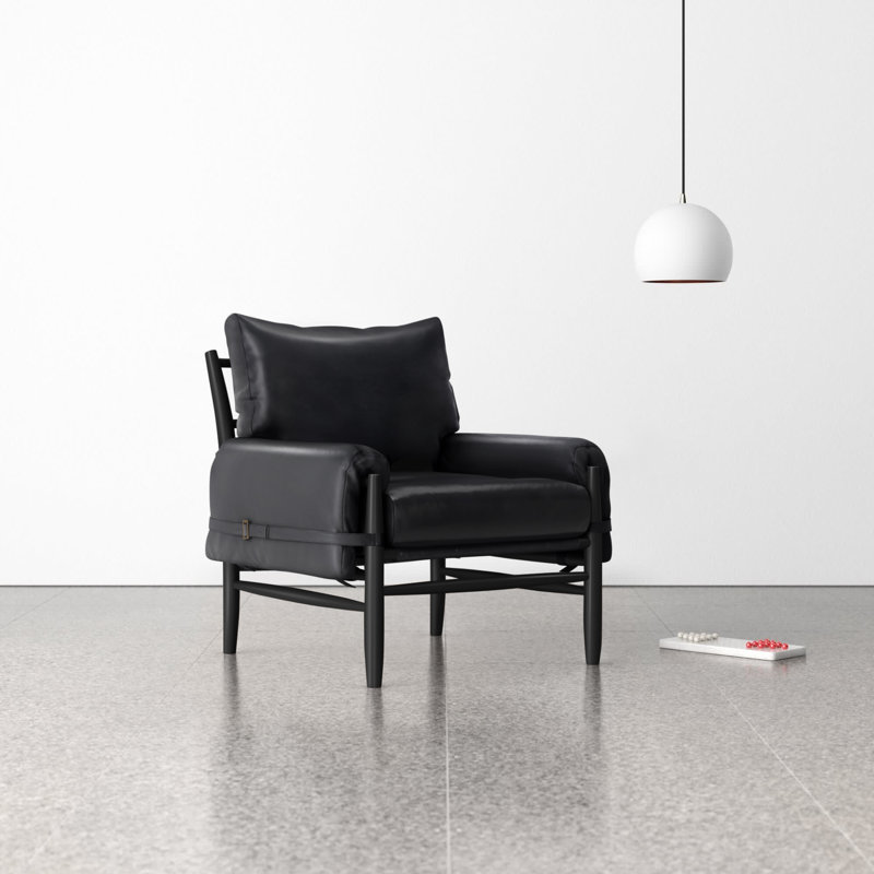 Marla Faux Leather Armchair, Black Faux Leather