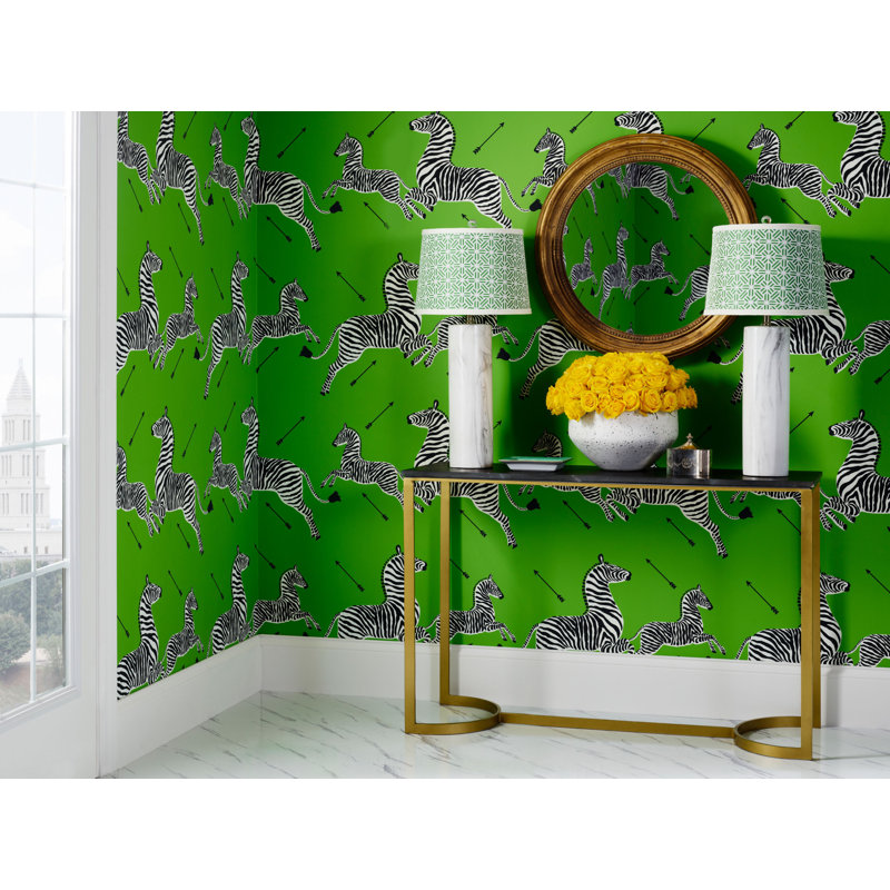 Zebras Wallpaper Roll by Scalamandré, Limelight