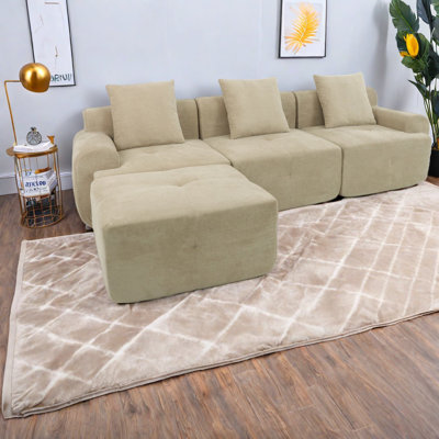 Modern Taupe Sofas, Pineapple Fabric, Versatile Living Space