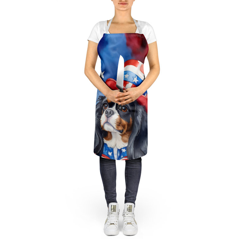Patriotic American Apron, Black Cavalier Spaniel