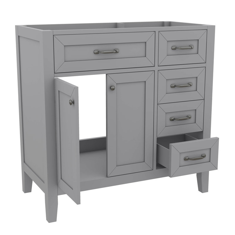 Meuble-lavabo simple 36 po avec tiroirs pratiques, Gris