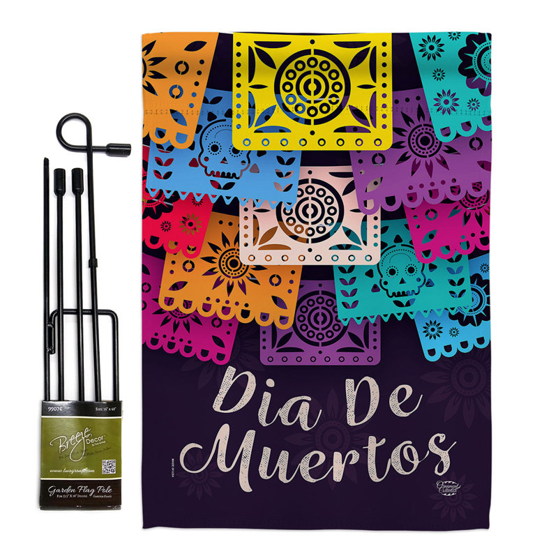 Ensemble de drapeaux en polyester 19 po x 13 po Dia De Muertos