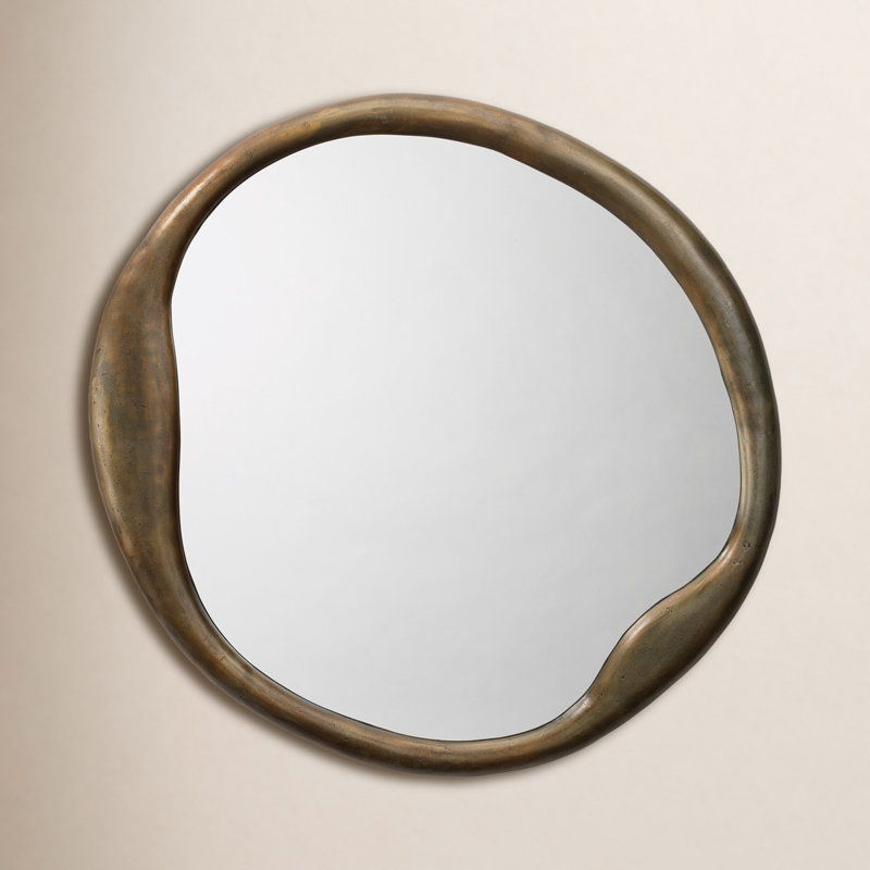 Organic Aluminum, Manufactured Wood Irregular Mirror, Antique Brass
