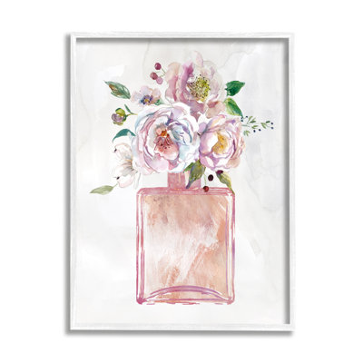 " Chic Purple Pink Florals In Fashion Fragrance Bottle " by Carol Robinson Painting Print