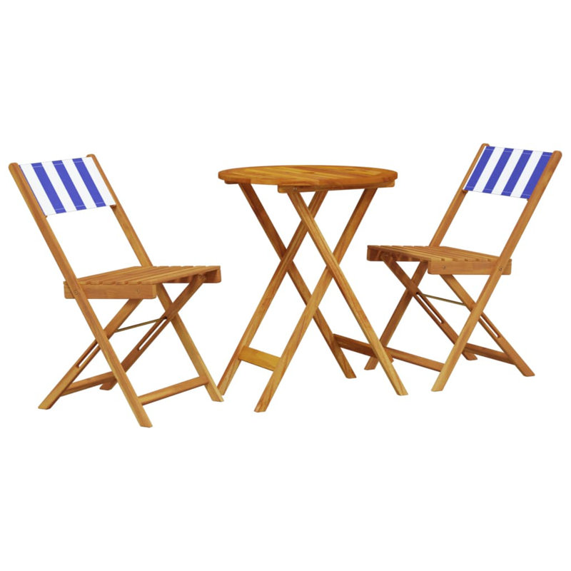 2 - Person Wood Patio Dining Set with Round Table, 75cm H x 60cm W x 60cm D, Pattern 1